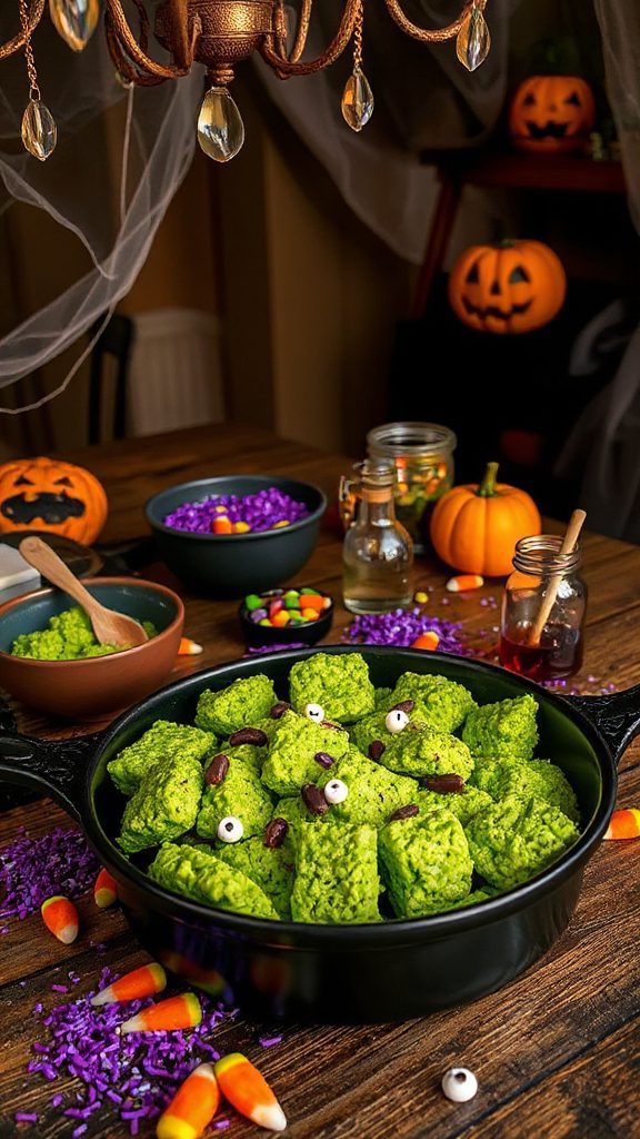 spooky cauldron rice treats