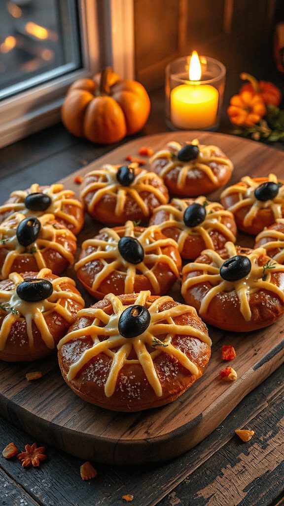 spooky cheese filled bagels