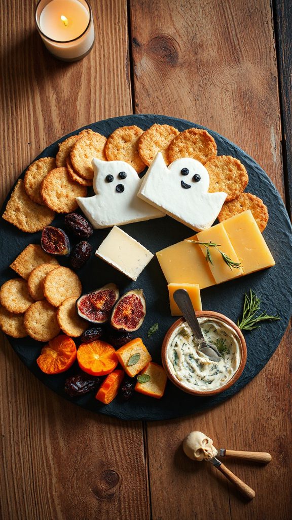 spooky cheese platter assembly