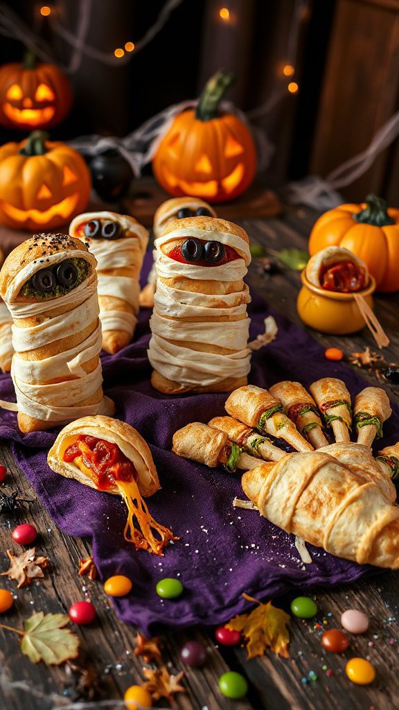 spooky cheesy broomstick snacks