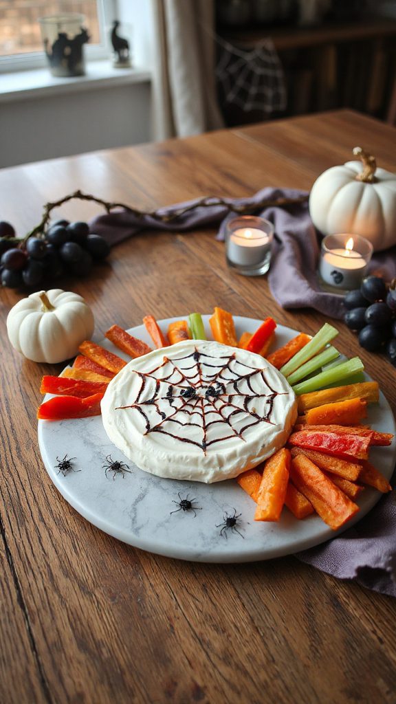 spooky cheesy spider dip