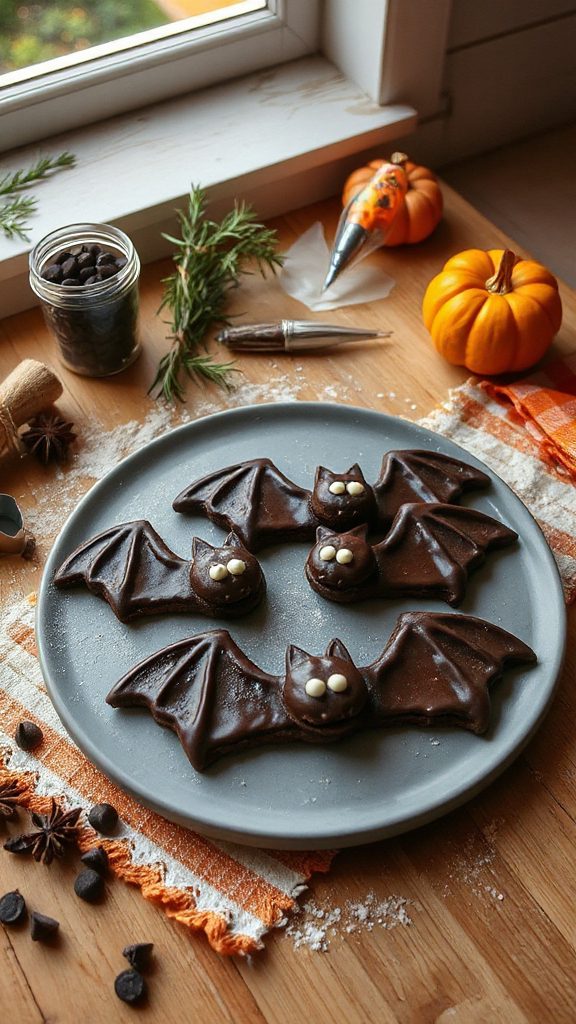 spooky chocolate bat cookies