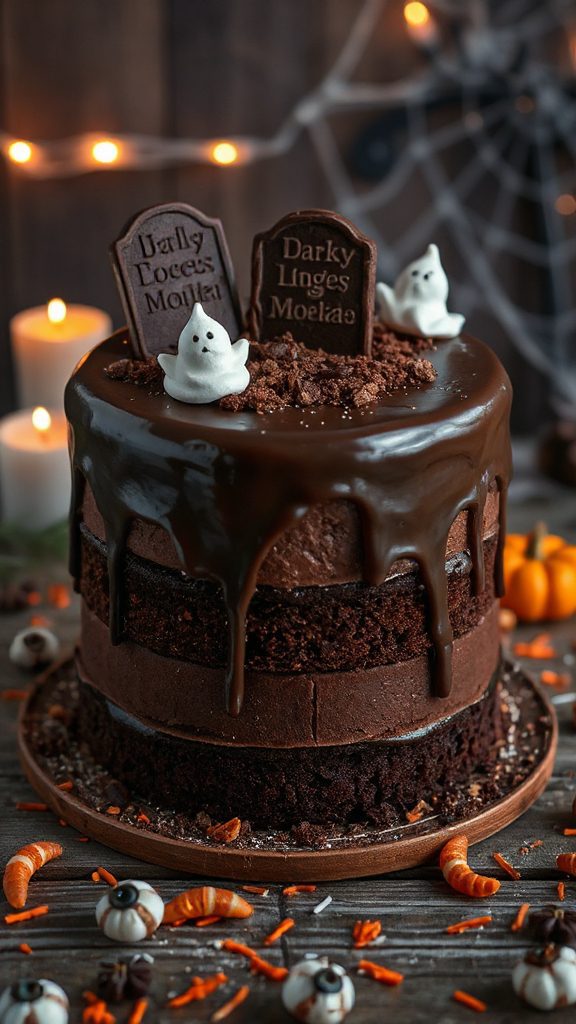 spooky chocolate cake decoration