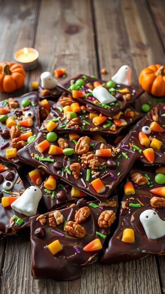 spooky chocolate candy bark