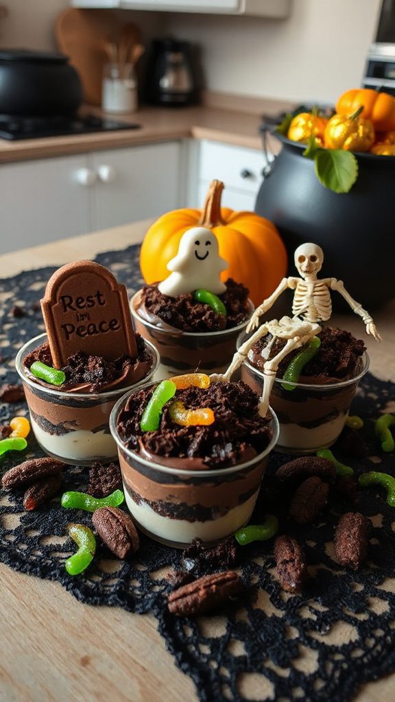 spooky chocolate dessert cups