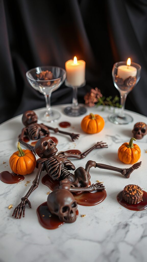 spooky chocolate dessert skeletons