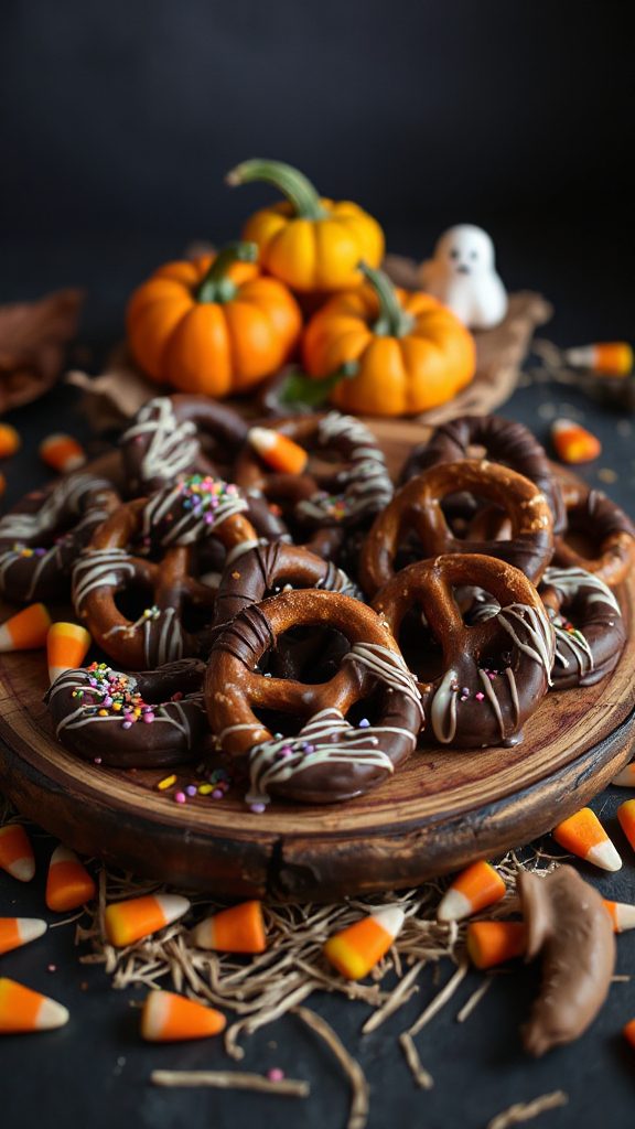 spooky chocolate dipped pretzels recipe