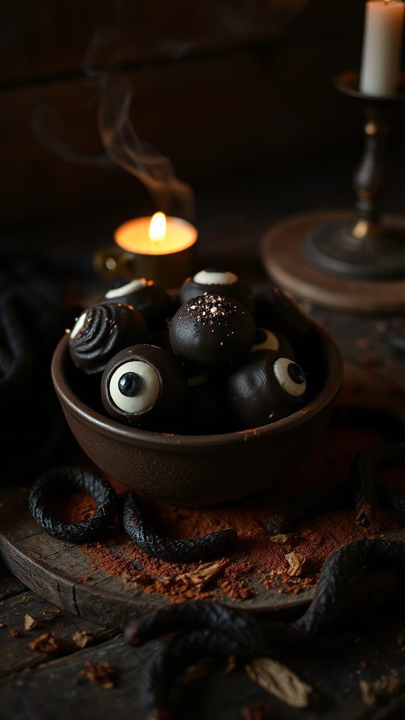 spooky chocolate eyeball truffles
