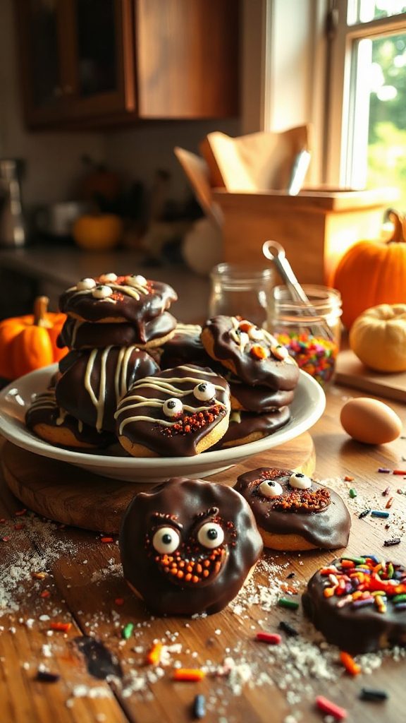 spooky chocolate monster cookies