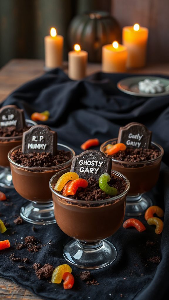 spooky chocolate pudding cups