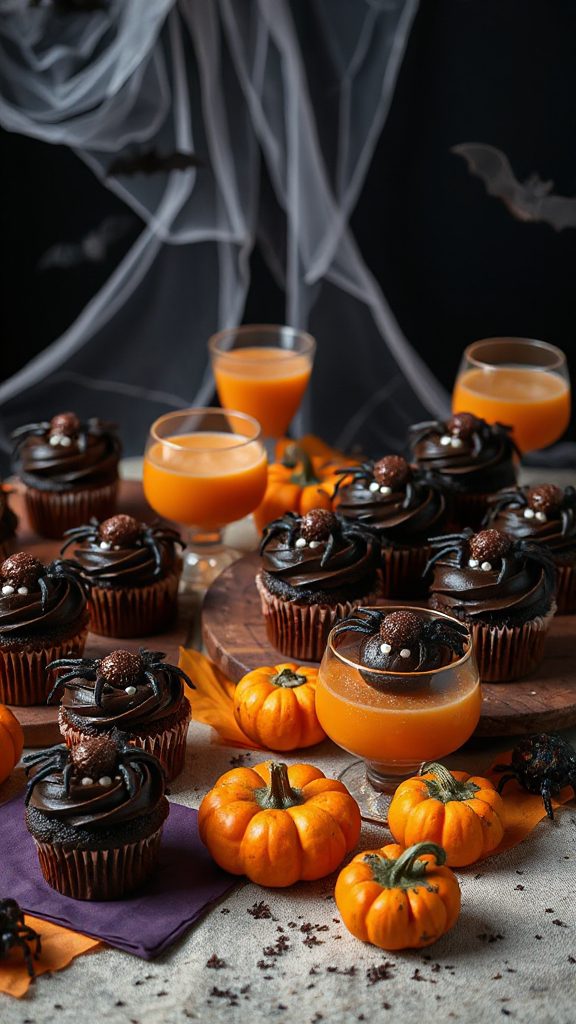 spooky chocolate spider cupcakes