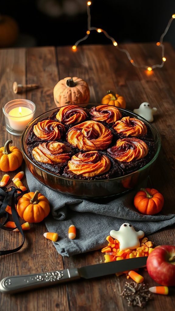 spooky cream cheese brownies