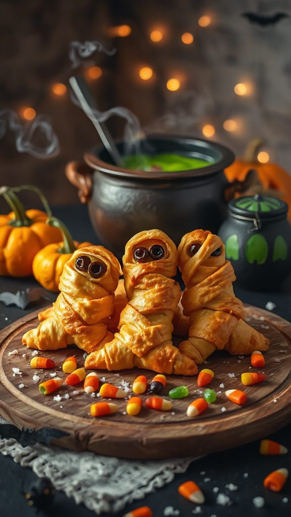 spooky crescent roll mummies
