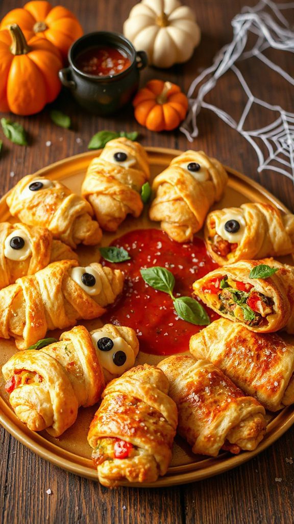 spooky crescent roll mummies