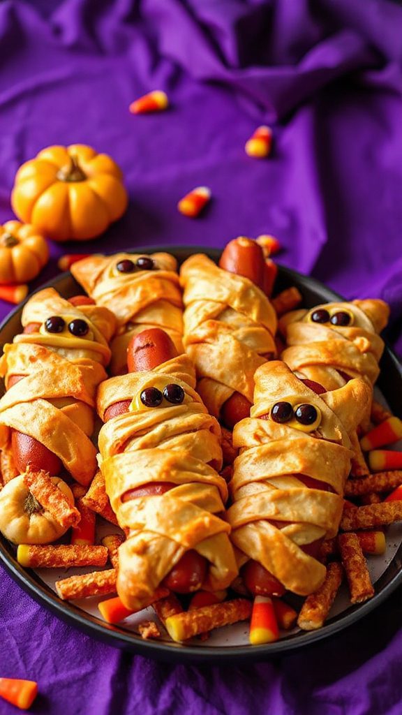 spooky crescent wrapped hot dogs