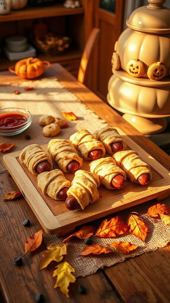 spooky crescent wrapped hot dogs
