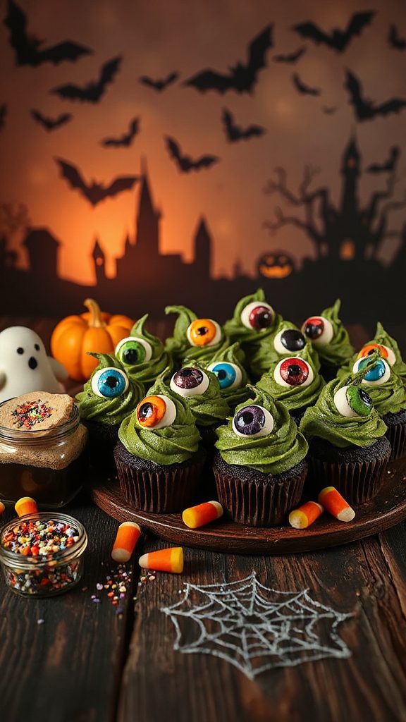 spooky decorated chocolate cupcakes