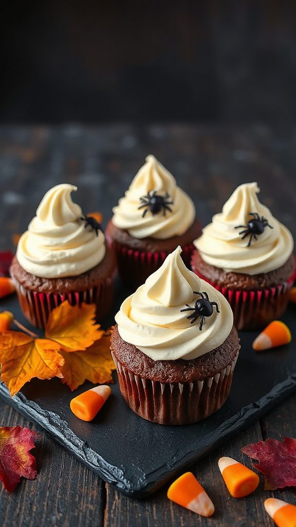 spooky decorated chocolate cupcakes