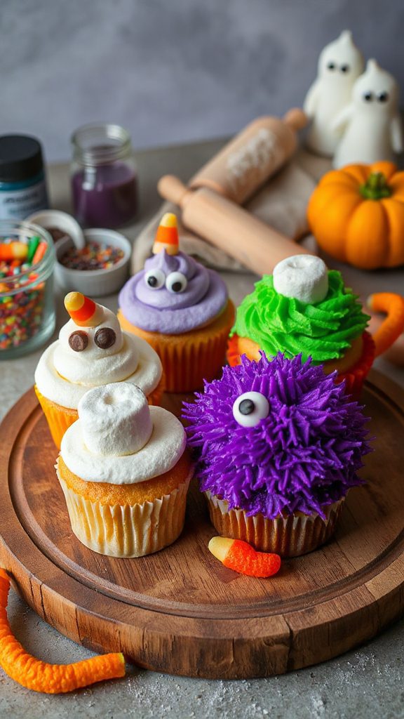 spooky decorated halloween cupcakes