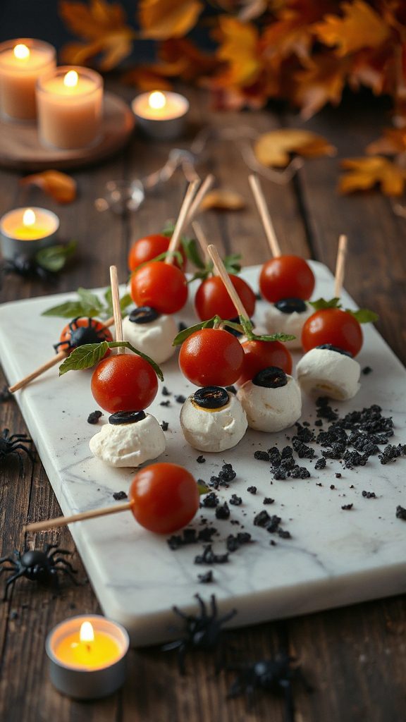 spooky eyeball appetizer skewers