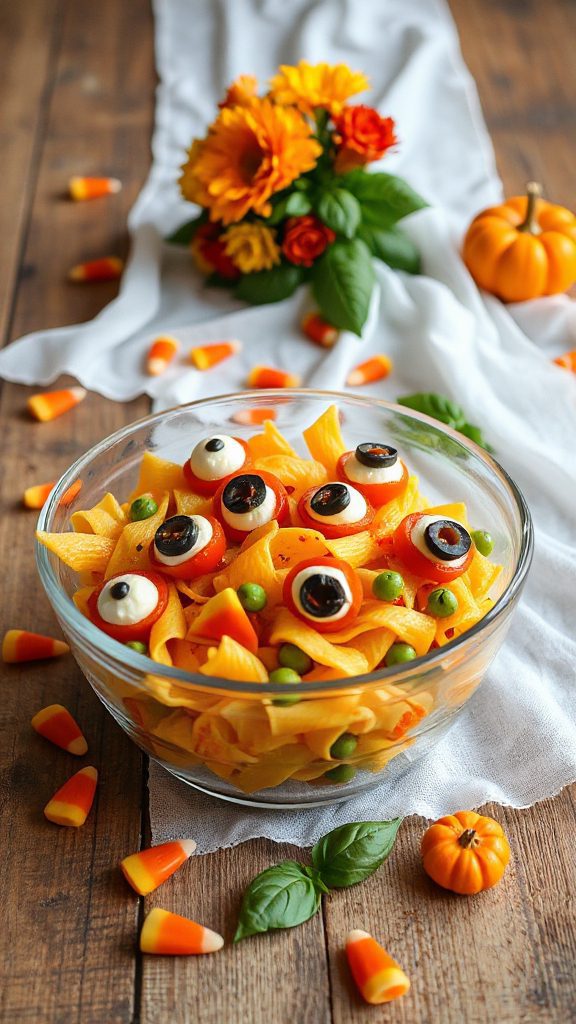 spooky eyeball pasta salad