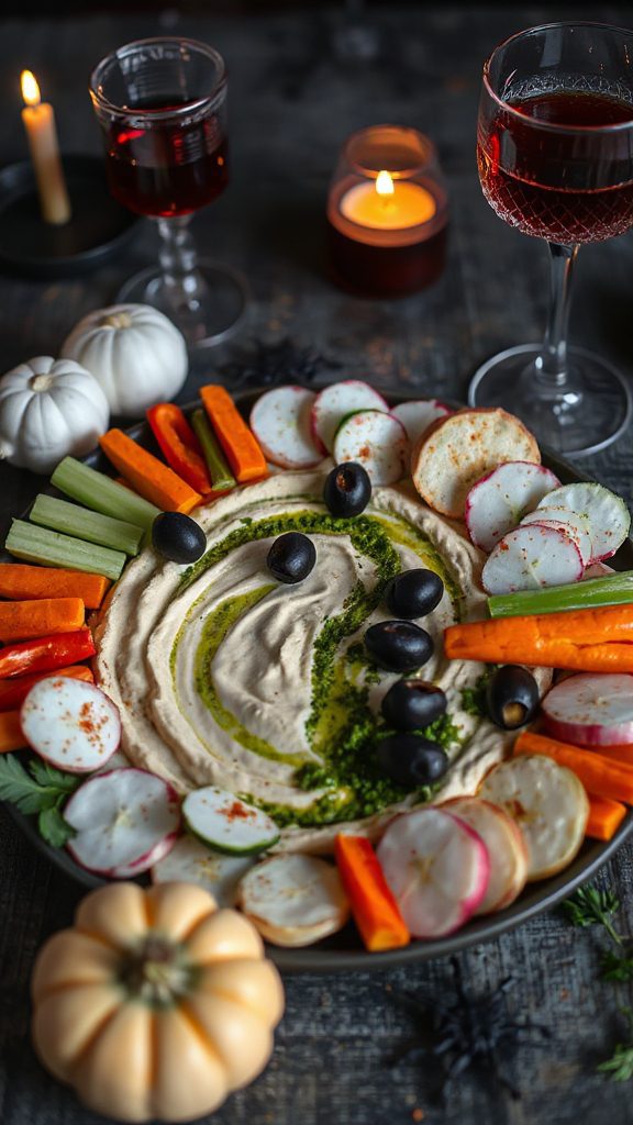 spooky festive hummus platter