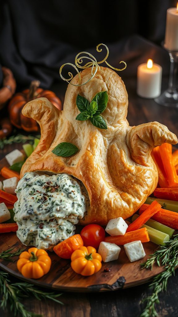 spooky garlic bread dip