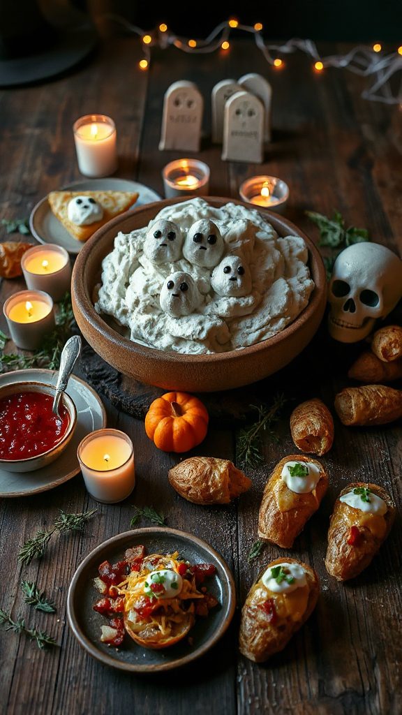spooky ghost shaped mashed potatoes