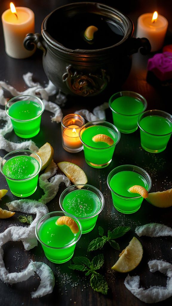 spooky green apple jello