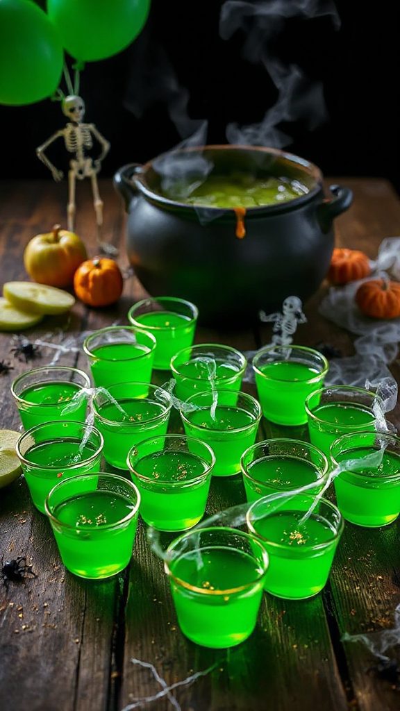 spooky green apple shots