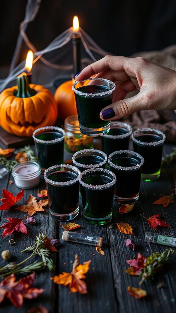 spooky green apple shots
