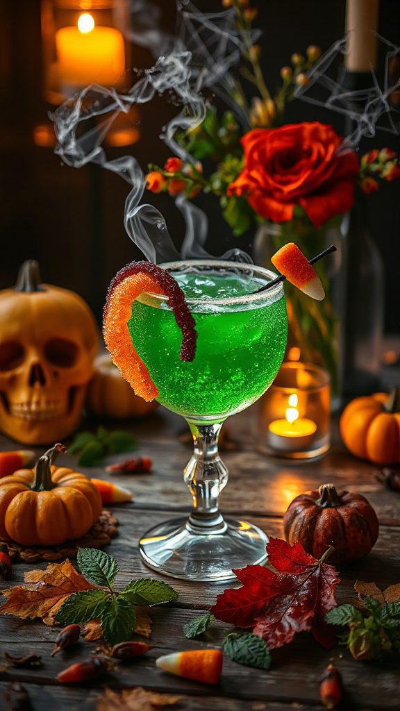 spooky green halloween cocktail