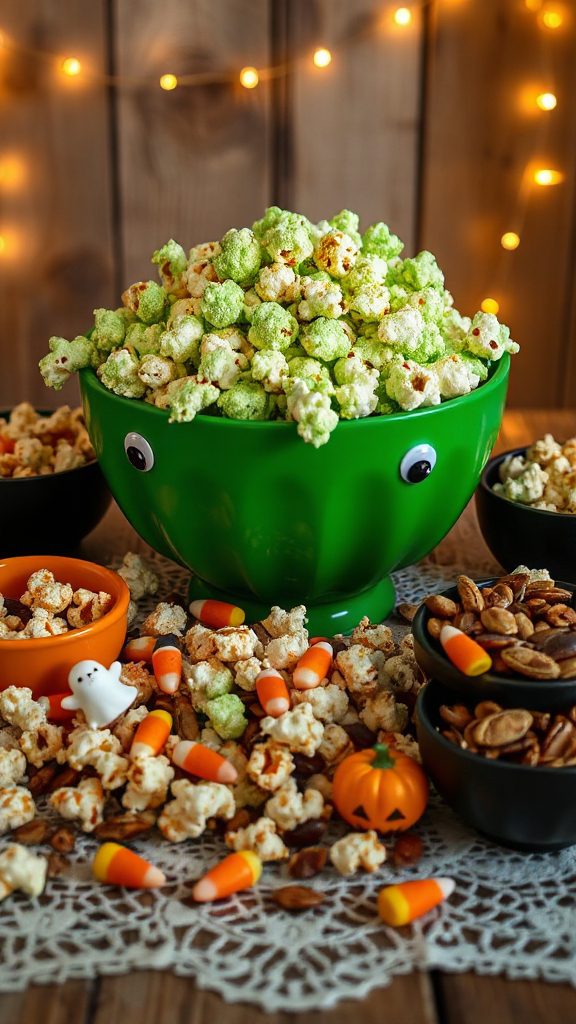 spooky green popcorn treat