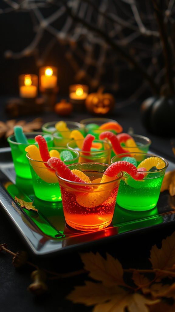 spooky gummy worm shots