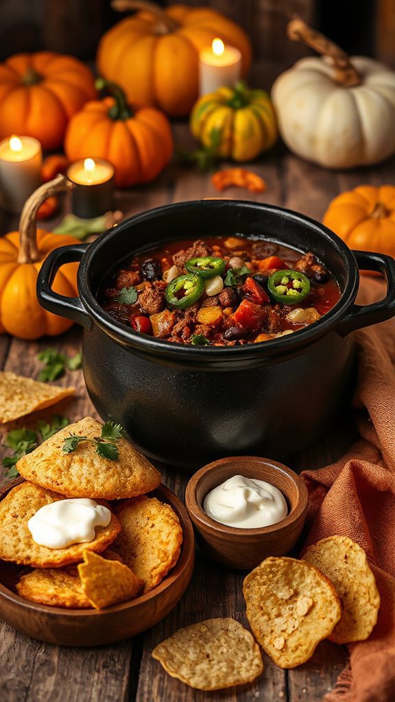 spooky halloween cauldron chili