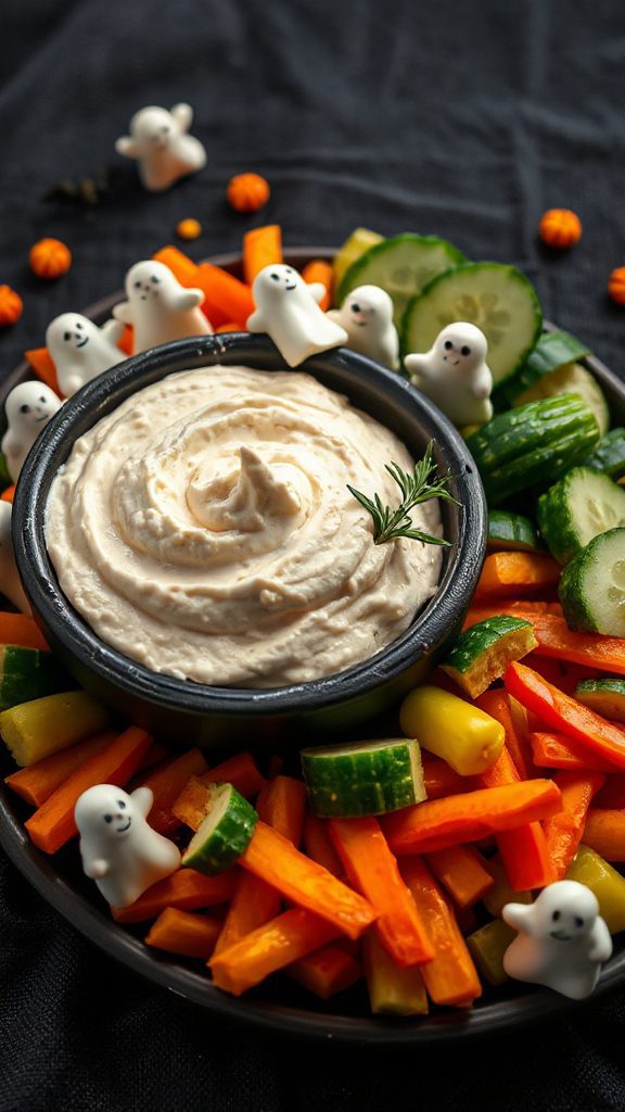 spooky halloween cauliflower hummus