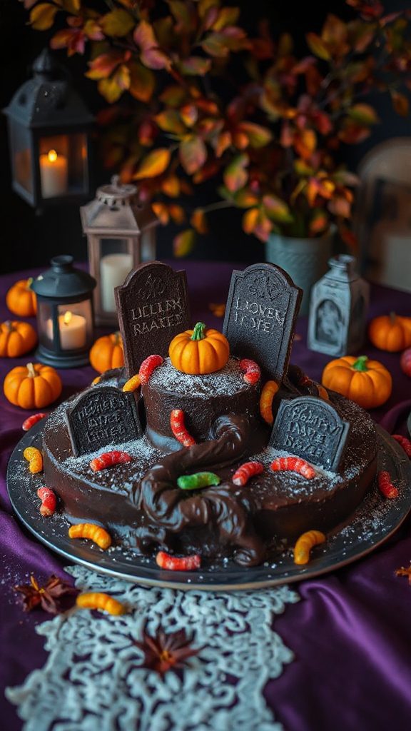 spooky halloween chocolate cake