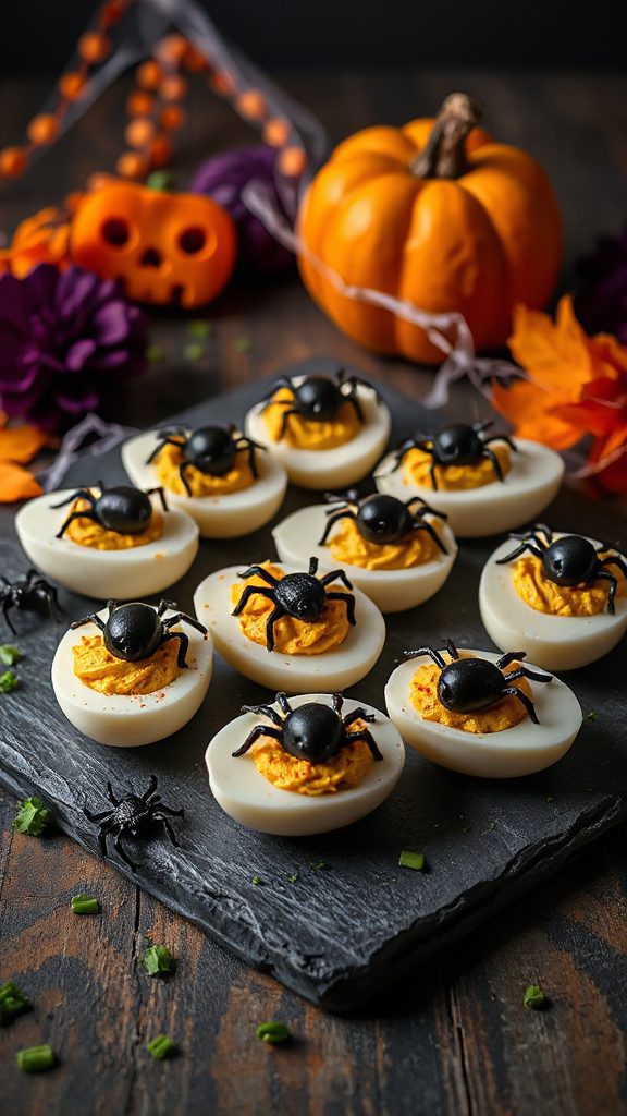 spooky halloween deviled eggs