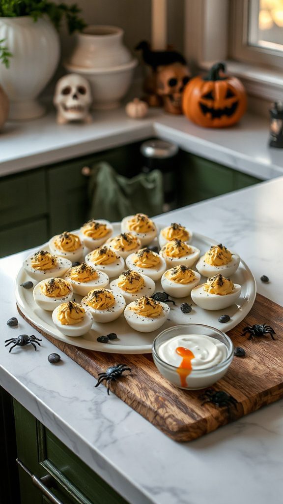 spooky halloween deviled eggs