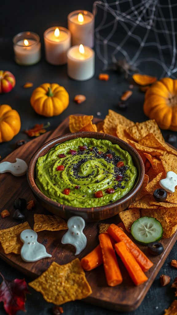 spooky halloween guacamole dip