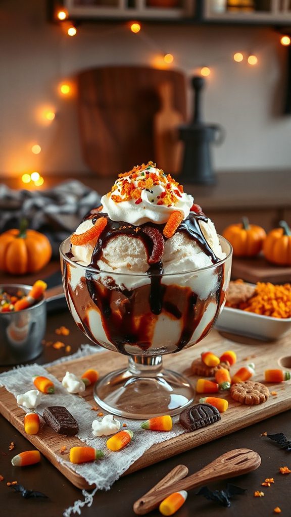 spooky halloween ice cream sundae