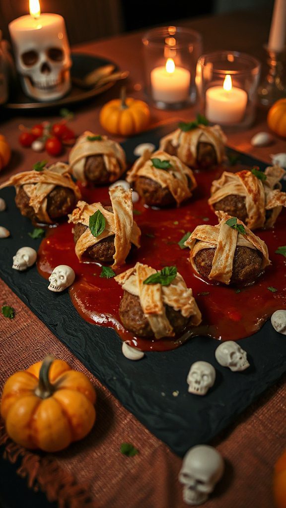 spooky halloween meatball appetizers