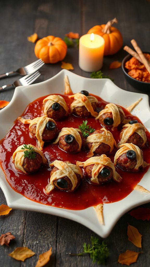spooky halloween meatball appetizers