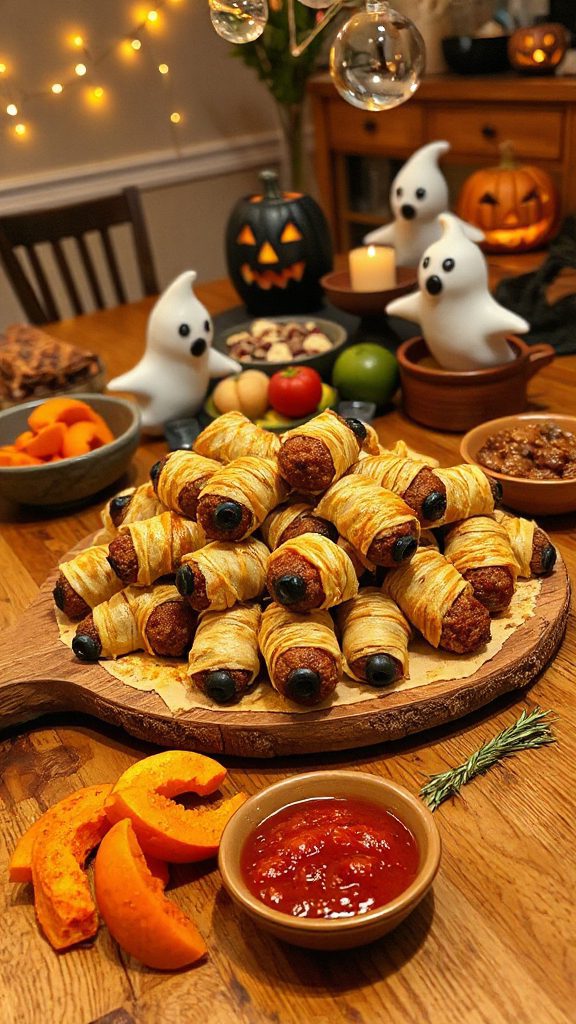 spooky halloween meatball mummies