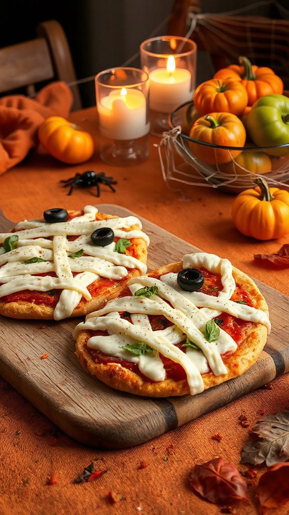 spooky halloween mini pizzas