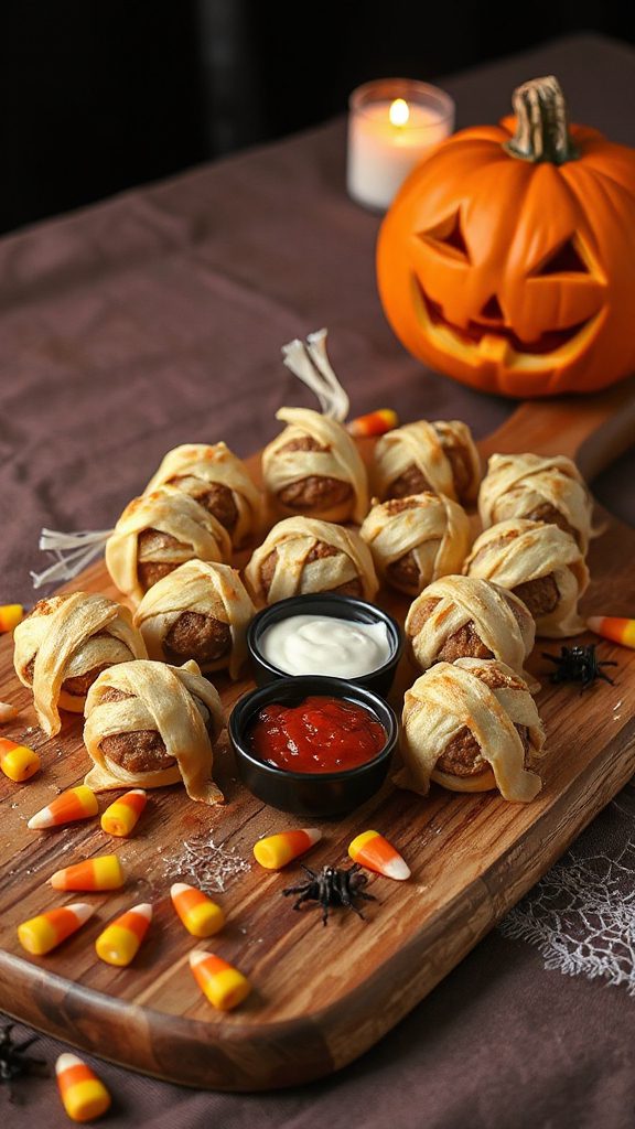 spooky halloween mummy meatballs