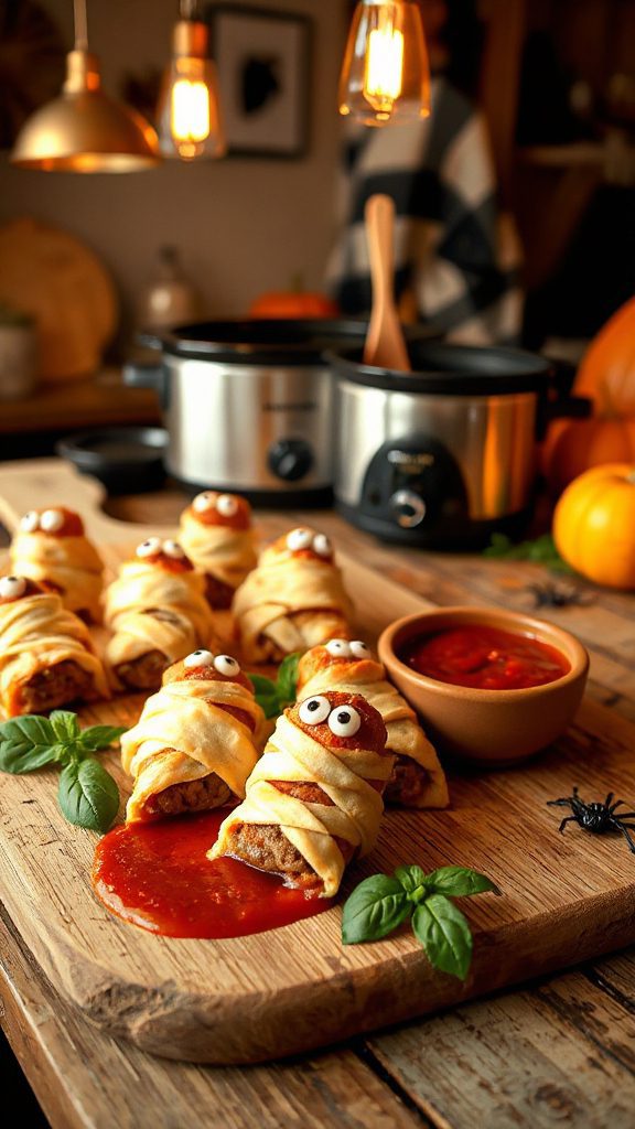 spooky halloween mummy meatballs