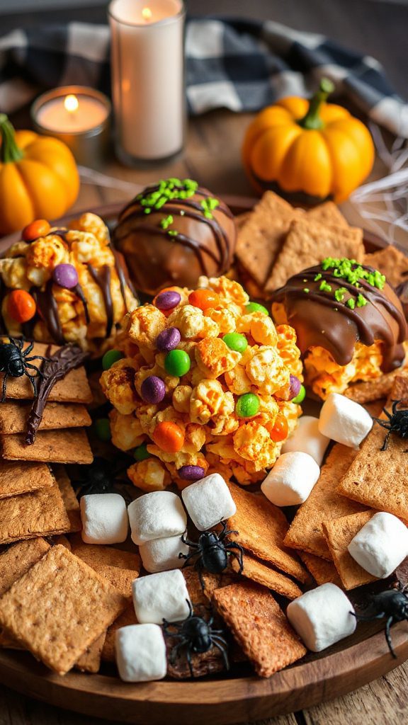 spooky halloween popcorn balls