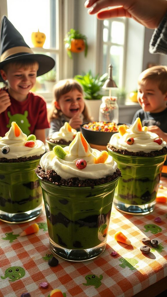 spooky halloween pudding cups