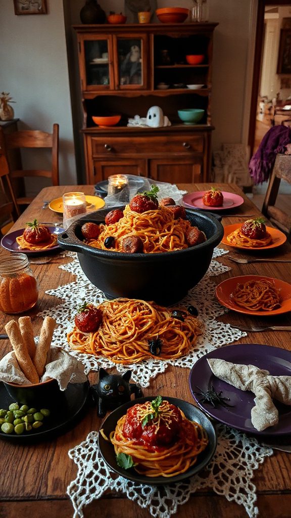 spooky halloween spaghetti dish